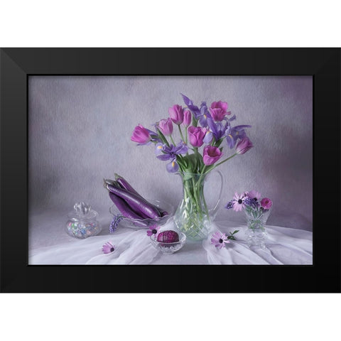 Violet Delight Black Modern Wood Framed Art Print by Jacobs, Lydia