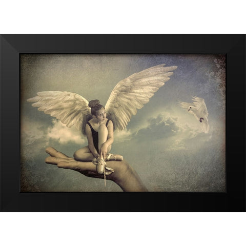 Spread Your Wings Black Modern Wood Framed Art Print by Jos, Peeters