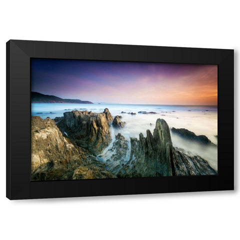 Sunset Black Modern Wood Framed Art Print by Atzori, Daniele