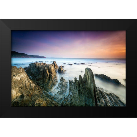 Sunset Black Modern Wood Framed Art Print by Atzori, Daniele