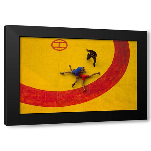 Dangal Black Modern Wood Framed Art Print with Double Matting by Mukherjee, Suvajit