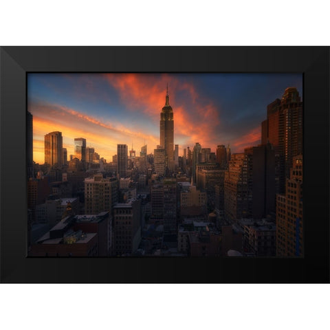 Rooftop, New York Black Modern Wood Framed Art Print by Martin Castan, David