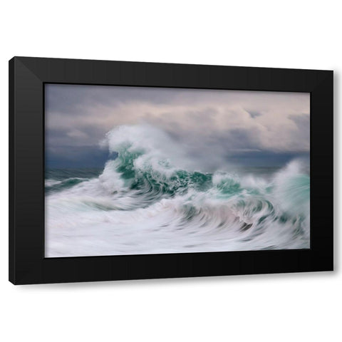 Wave Black Modern Wood Framed Art Print with Double Matting by Bolla, Paolo