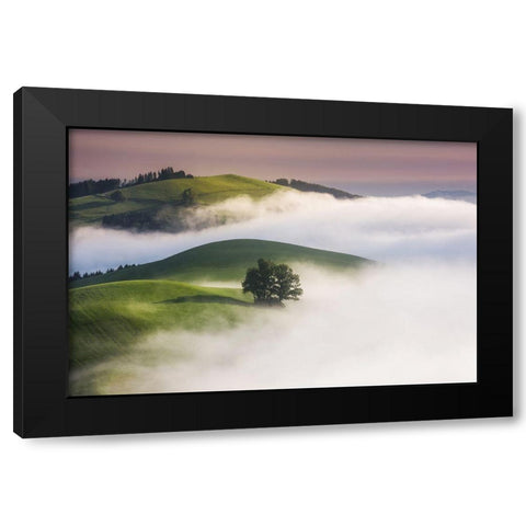 Green Hills Black Modern Wood Framed Art Print by Jochen, Burger