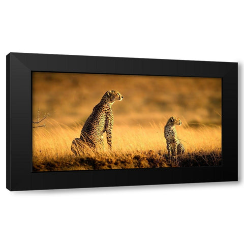 Mum And Son Black Modern Wood Framed Art Print with Double Matting by Tsui, Hung