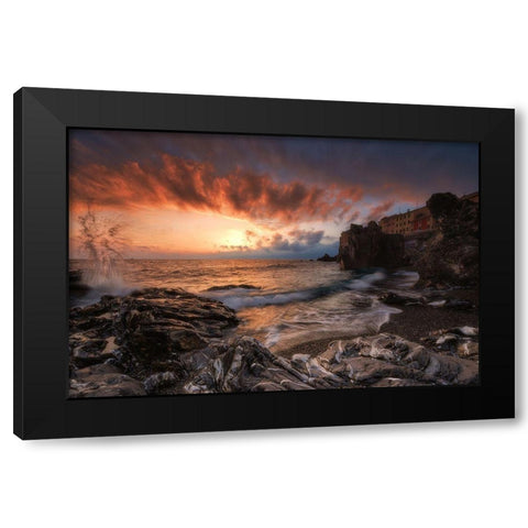 Red Vision Black Modern Wood Framed Art Print with Double Matting by Bruzzone, Alfredo