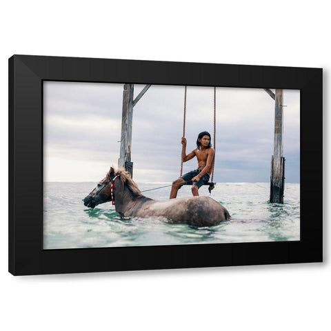 Sea Horses Black Modern Wood Framed Art Print with Double Matting by Ashley, Ben