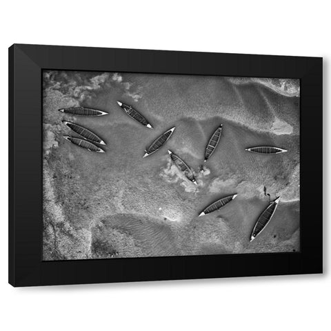 Boats And Life Black Modern Wood Framed Art Print with Double Matting by Khan Ronnie, Azim