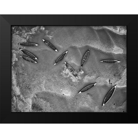 Boats And Life Black Modern Wood Framed Art Print by Khan Ronnie, Azim