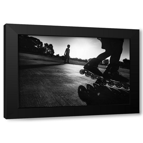 Wheels Up Black Modern Wood Framed Art Print by Zhang, Despird