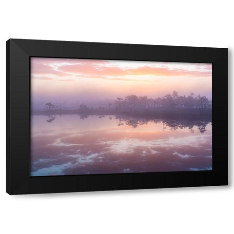 Pink Morning Black Modern Wood Framed Art Print by Zilbalodis, Eriks