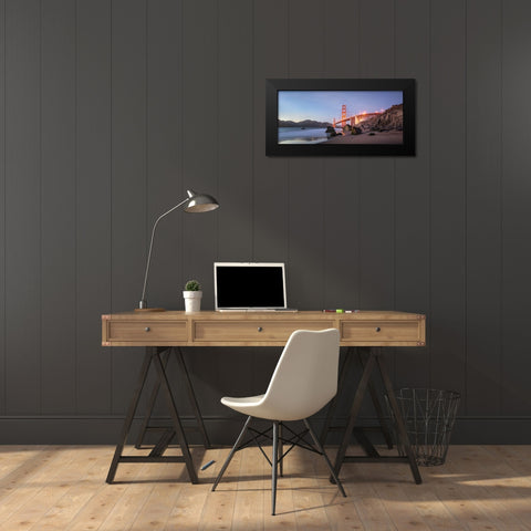 Sunset Bay Black Modern Wood Framed Art Print by Fegari