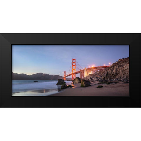 Sunset Bay Black Modern Wood Framed Art Print by Fegari