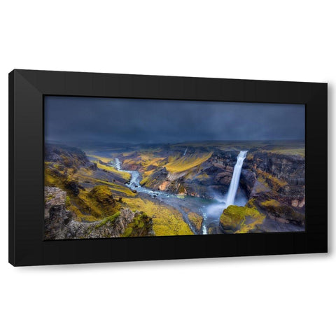 Iceland Waterfall Black Modern Wood Framed Art Print by Bian, James