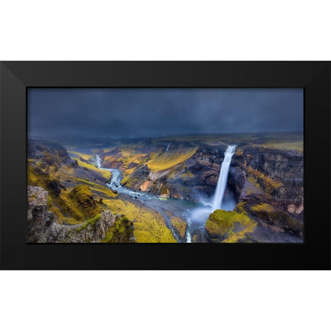 Iceland Waterfall Black Modern Wood Framed Art Print by Bian, James