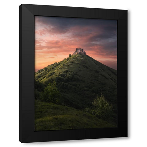 The Castle On The Hill Black Modern Wood Framed Art Print with Double Matting by Zappia, Andrea