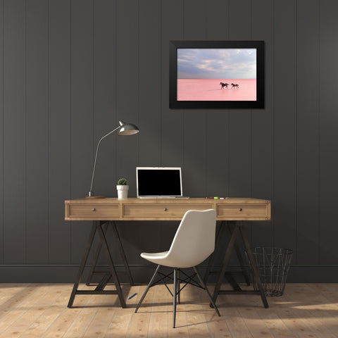 Pink Salt Lake Black Modern Wood Framed Art Print by Uzumcu, Suleyman