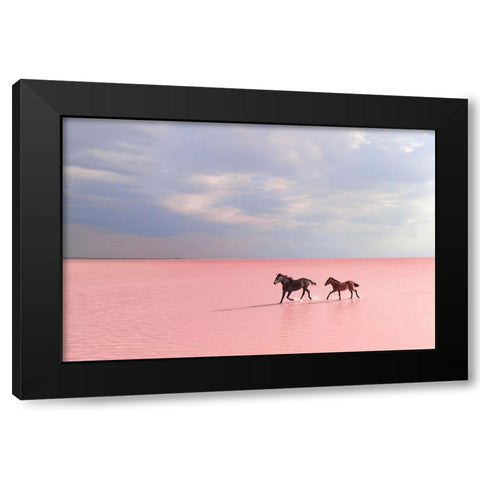 Pink Salt Lake Black Modern Wood Framed Art Print by Uzumcu, Suleyman
