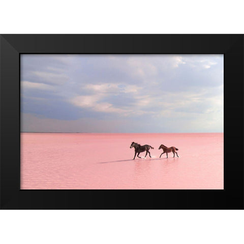 Pink Salt Lake Black Modern Wood Framed Art Print by Uzumcu, Suleyman
