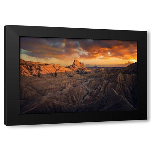Badlands-Bardenas Reales Black Modern Wood Framed Art Print by Martin Castan, David