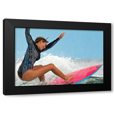 Happy Surfing 1 Black Modern Wood Framed Art Print with Double Matting by Ranfuchs