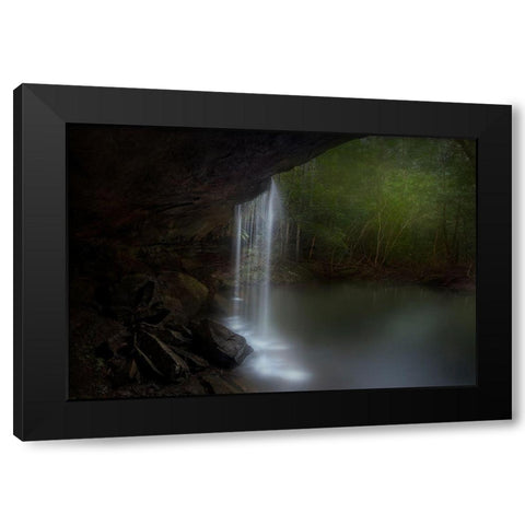 Hidden Waterfalls Black Modern Wood Framed Art Print by Zhang, Yan