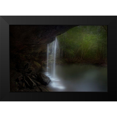 Hidden Waterfalls Black Modern Wood Framed Art Print by Zhang, Yan