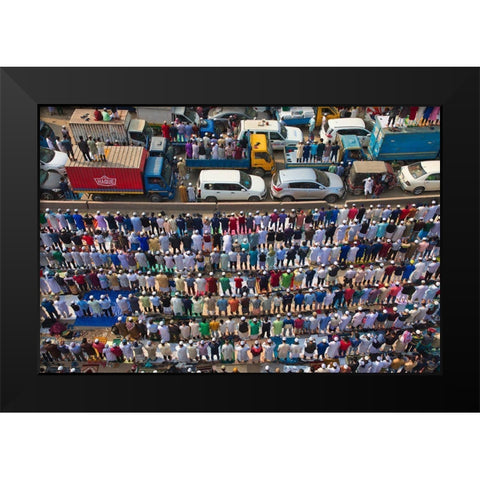 Traffic Standstill For Prayers Black Modern Wood Framed Art Print by Khan Ronnie, Azim
