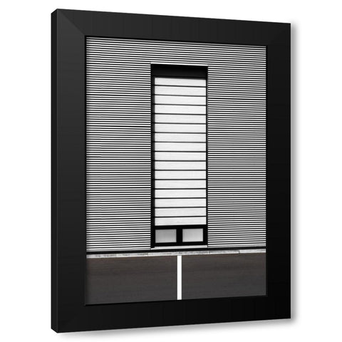 Horizontal Lines Black Modern Wood Framed Art Print with Double Matting by Endermann, Rolf
