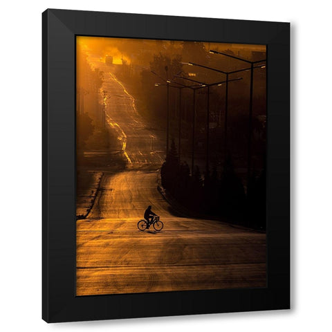 On The Way To Work Black Modern Wood Framed Art Print by Bagci, Emir