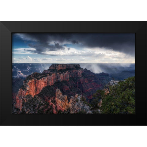 Scattered Showers At Grand Canyon Black Modern Wood Framed Art Print by Ning, Aidong
