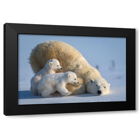 Mum-Play Together Black Modern Wood Framed Art Print by Tsui, Hung