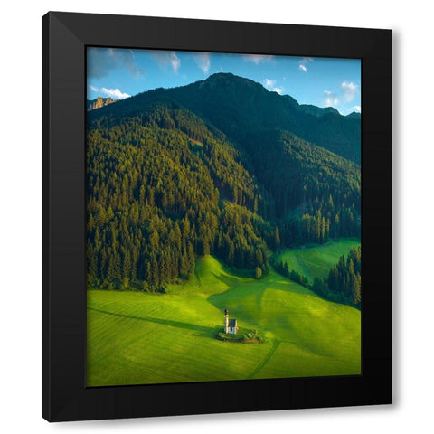 Green Mountain Black Modern Wood Framed Art Print by Cevik, Cuma