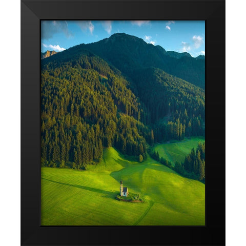 Green Mountain Black Modern Wood Framed Art Print by Cevik, Cuma