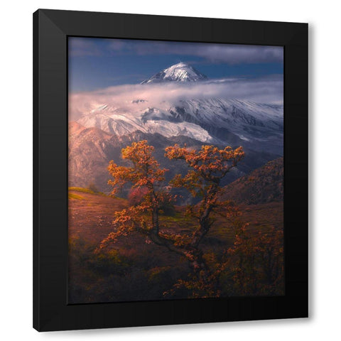 Autumnal Theme In Alborz Mountains Black Modern Wood Framed Art Print by Behzad, Majid