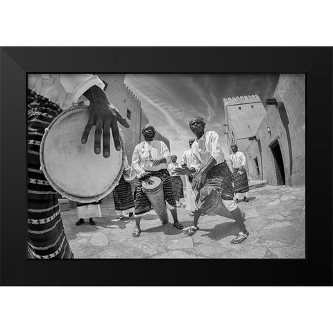 Drummers Black Modern Wood Framed Art Print by Nid