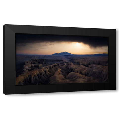 Dusk Of Badland Black Modern Wood Framed Art Print by Zheng, Michael