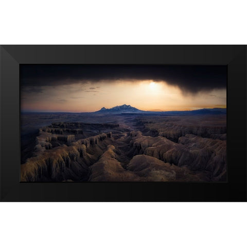 Dusk Of Badland Black Modern Wood Framed Art Print by Zheng, Michael