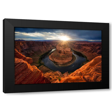 Sunset At Horseshoe Bend Black Modern Wood Framed Art Print with Double Matting by Zheng, Michael