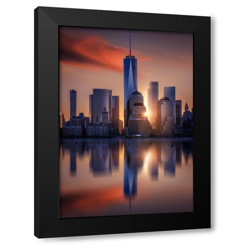 Manhattanhenge Black Modern Wood Framed Art Print by Ruiz Dueso, Jorge