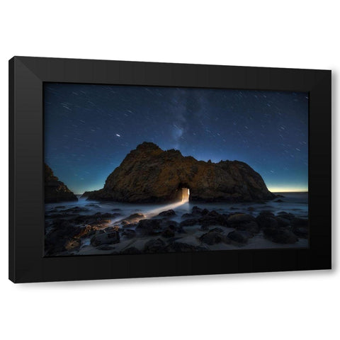Light Splash Black Modern Wood Framed Art Print with Double Matting by Ning, Aidong