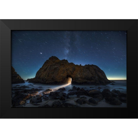 Light Splash Black Modern Wood Framed Art Print by Ning, Aidong