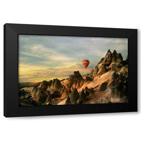 Cappadocia Black Modern Wood Framed Art Print with Double Matting by Basa, Emine