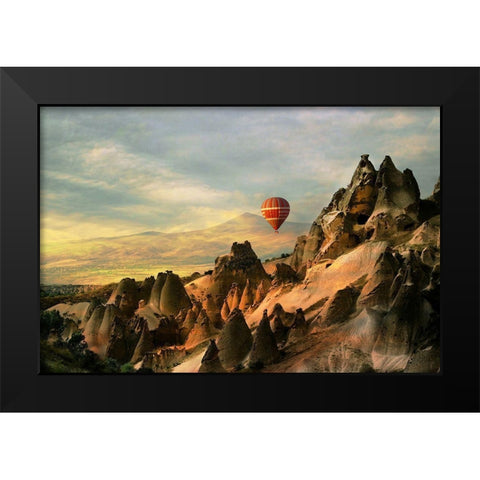 Cappadocia Black Modern Wood Framed Art Print by Basa, Emine