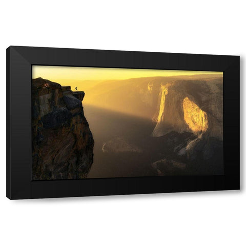 Smoky Valley Black Modern Wood Framed Art Print with Double Matting by Ning, Aidong