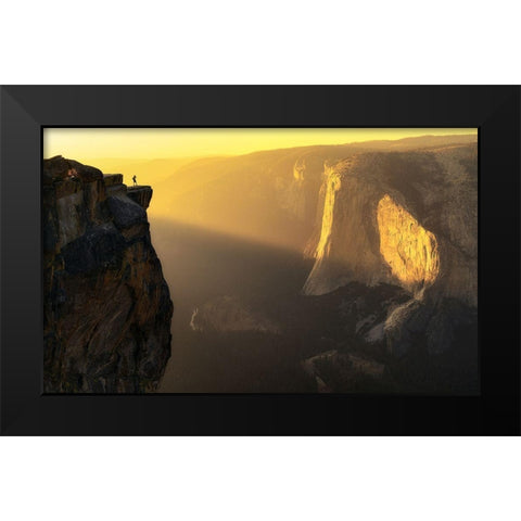 Smoky Valley Black Modern Wood Framed Art Print by Ning, Aidong