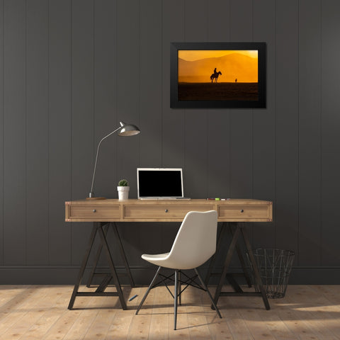 ManS Best Friends Black Modern Wood Framed Art Print by TEKDOGAN, BARKAN