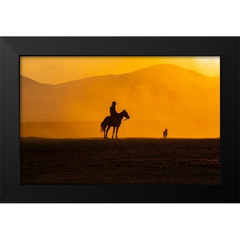 ManS Best Friends Black Modern Wood Framed Art Print by TEKDOGAN, BARKAN
