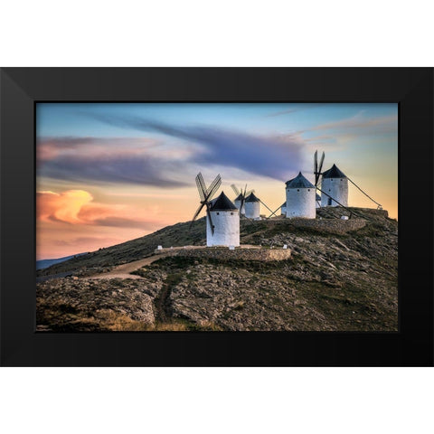 Molinos Al Viento Black Modern Wood Framed Art Print by Luis Seco, Juan