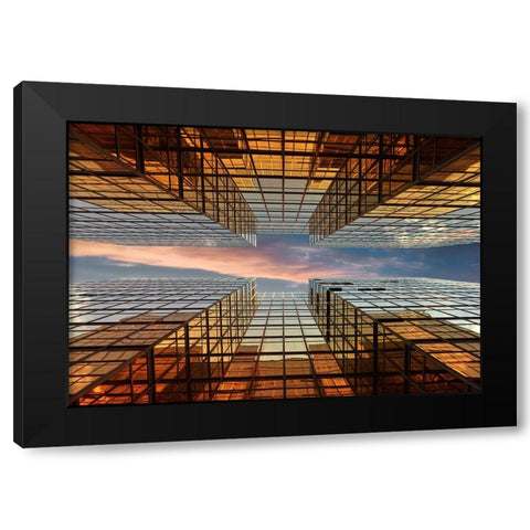 Golden Mirrors Black Modern Wood Framed Art Print by Massetti, Fabrizio